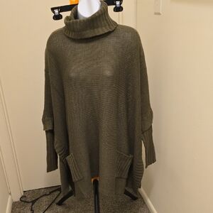 NWT nOir Jewelry Olive Knit Turtleneck Poncho Sweater